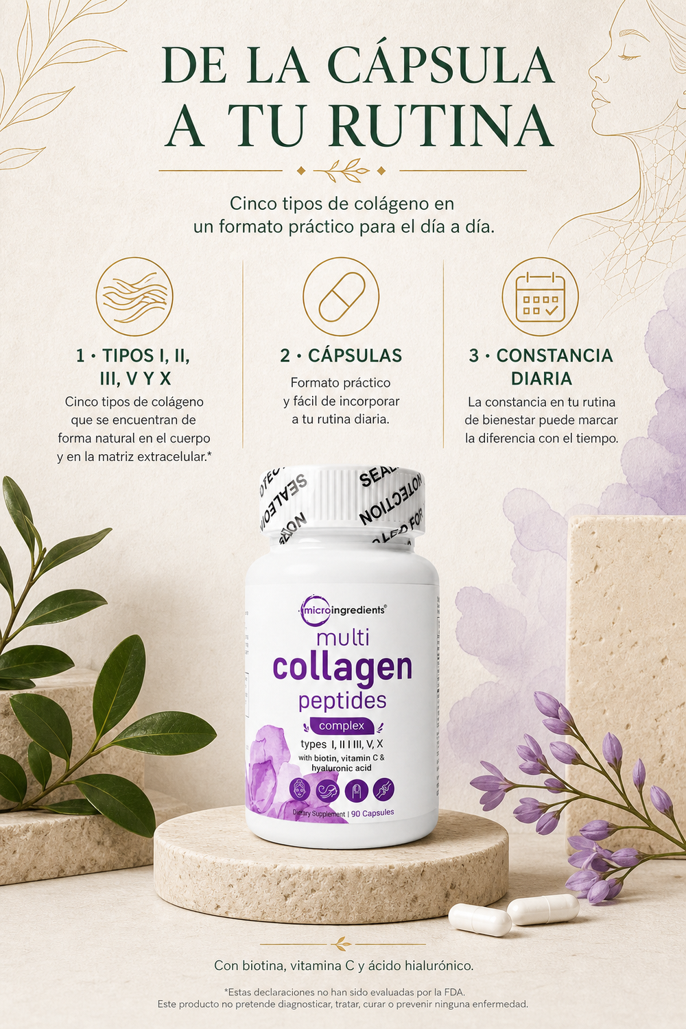 Multicolágeno Peptides — 5 Tipos de Colágeno con Biotina y Vitamina C