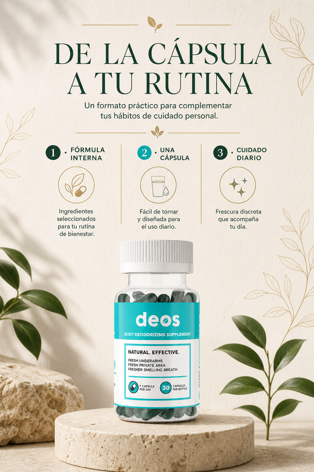 Deos — Desodorante Interno en Cápsulas, Clorofila y Menta
