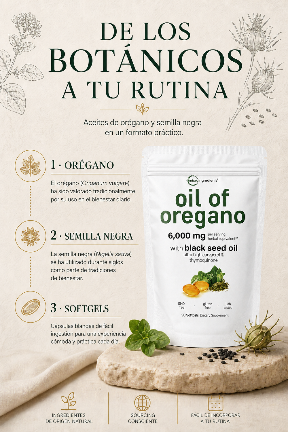 Aceite de oregano con aceite de semilla negra