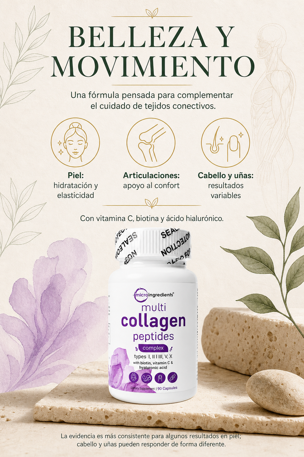 Multicolágeno Peptides — 5 Tipos de Colágeno con Biotina y Vitamina C