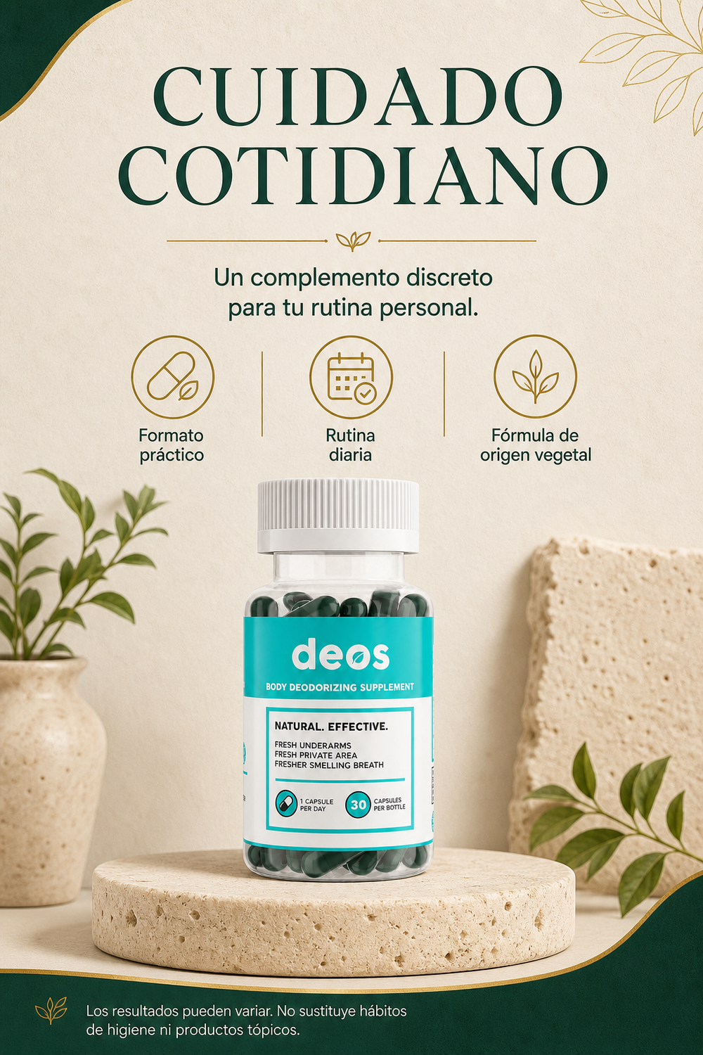 Deos — Desodorante Interno en Cápsulas, Clorofila y Menta