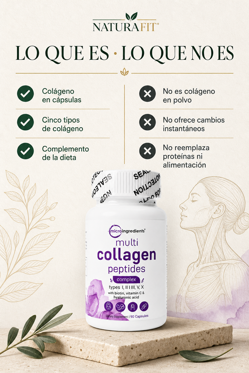 Multicolágeno Peptides — 5 Tipos de Colágeno con Biotina y Vitamina C