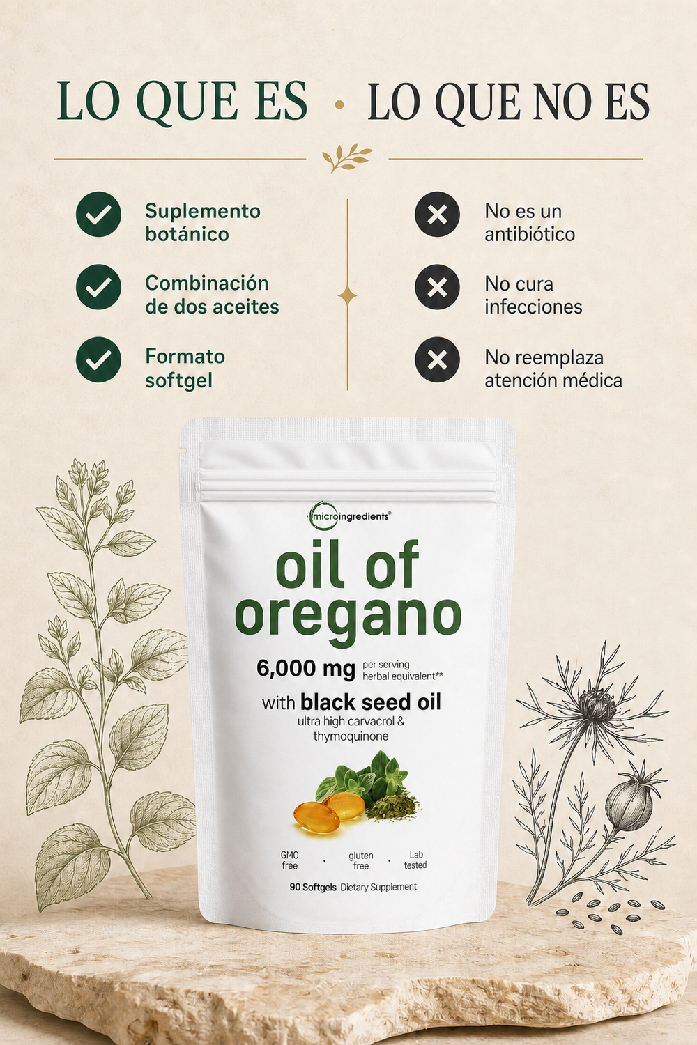 Aceite de oregano con aceite de semilla negra