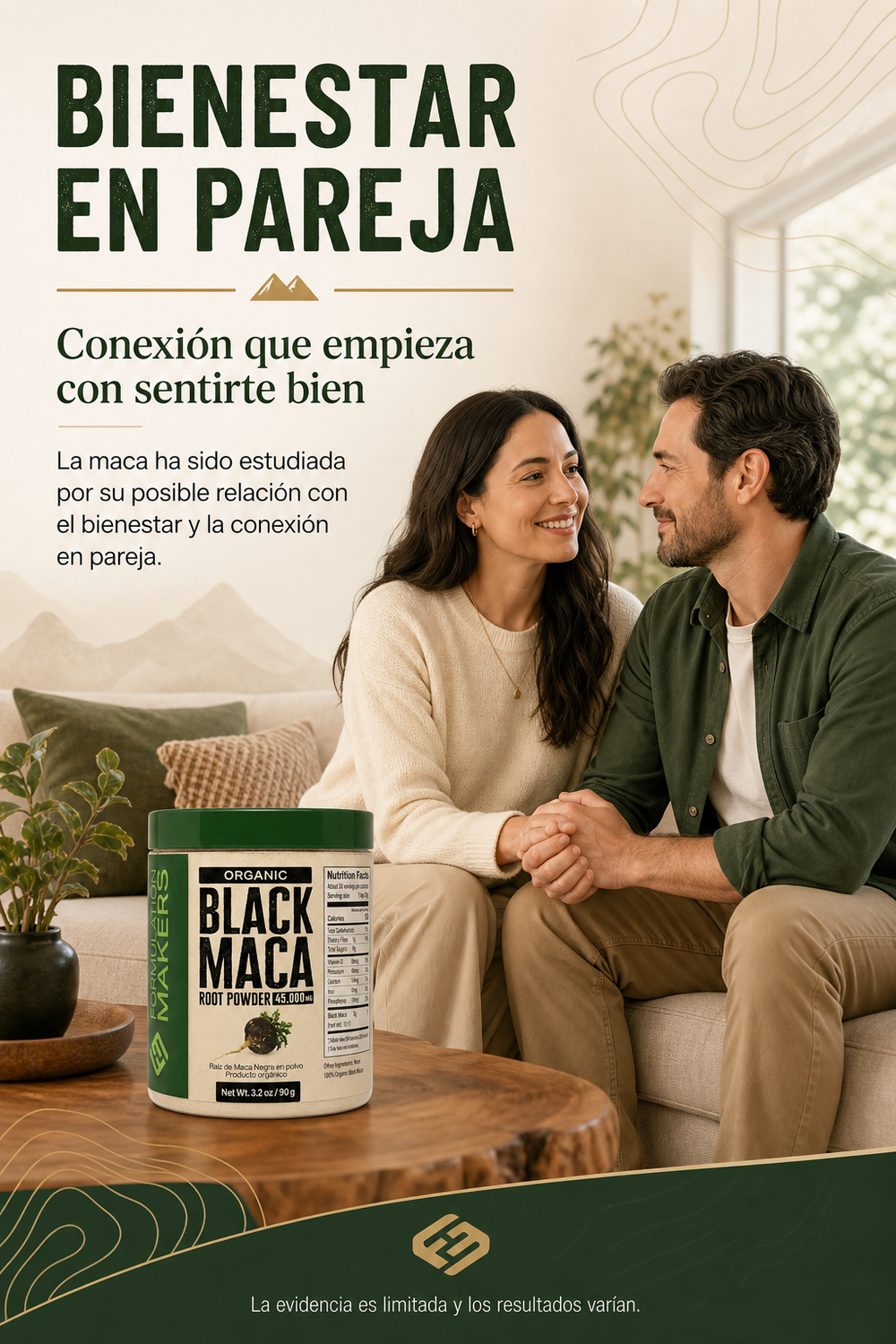 El suplemento de maca negra en polvo.