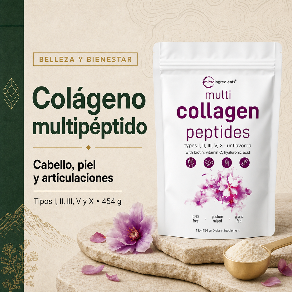 El multi colágeno en polvo, Está diseñado para mejorar la salud de la piel, articulaciones, cabello y uñas.