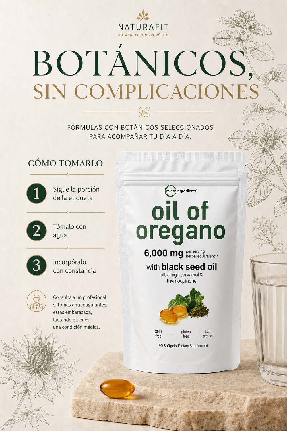 Aceite de oregano con aceite de semilla negra