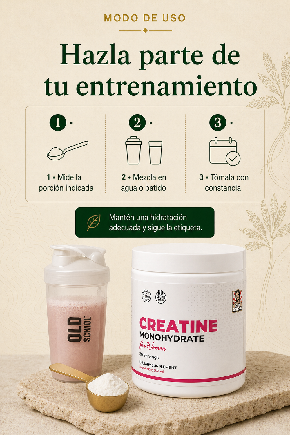 Creatina Monohidratada para Mujeres con Colágeno y BCAA — Old School Labs